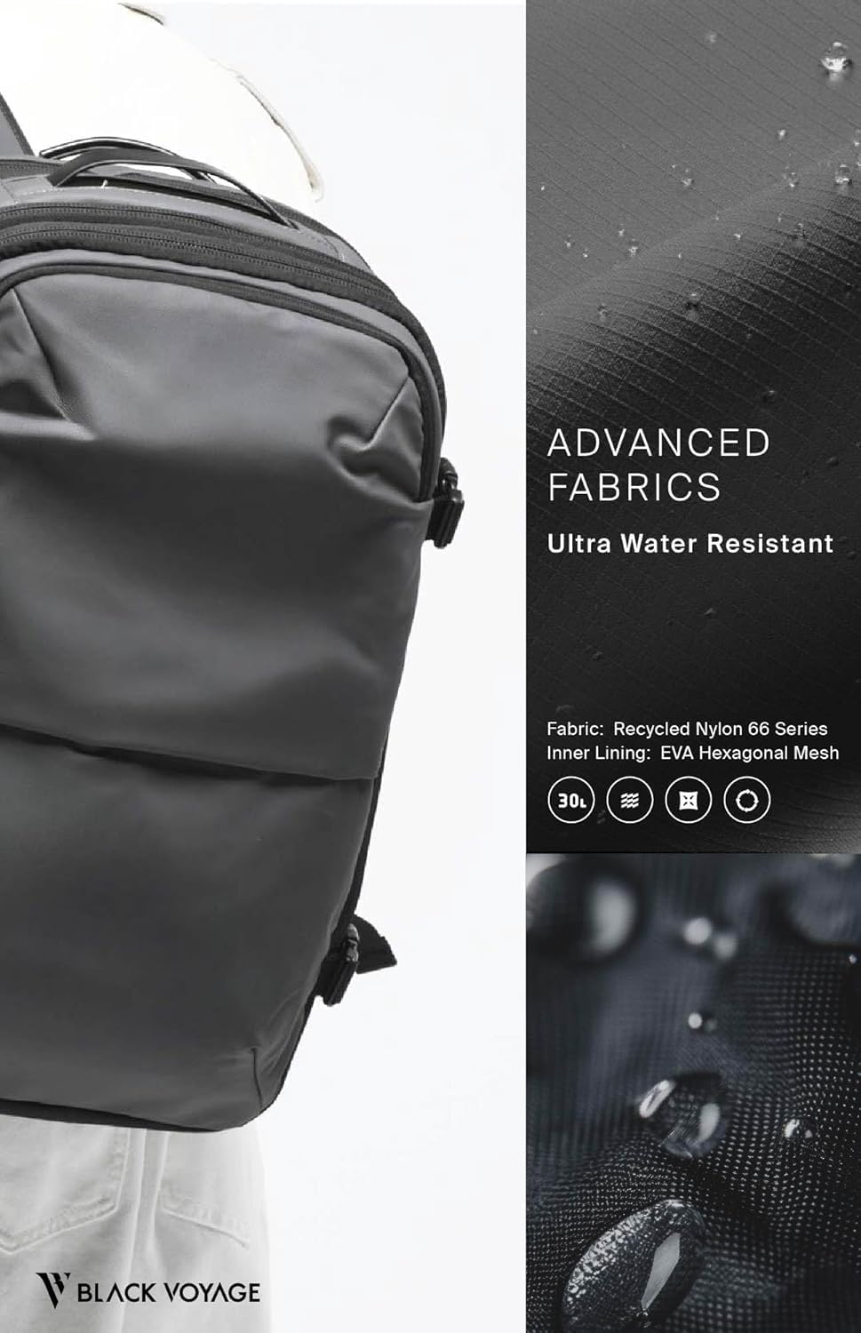 BlackVoyage Vortex Vacuum Seal Travel Backpack 60L Expandable Air Compression System Water Resistant TSA Lock Carry-On Suitcase Luggage Gray AERO OG - Air Pump Included