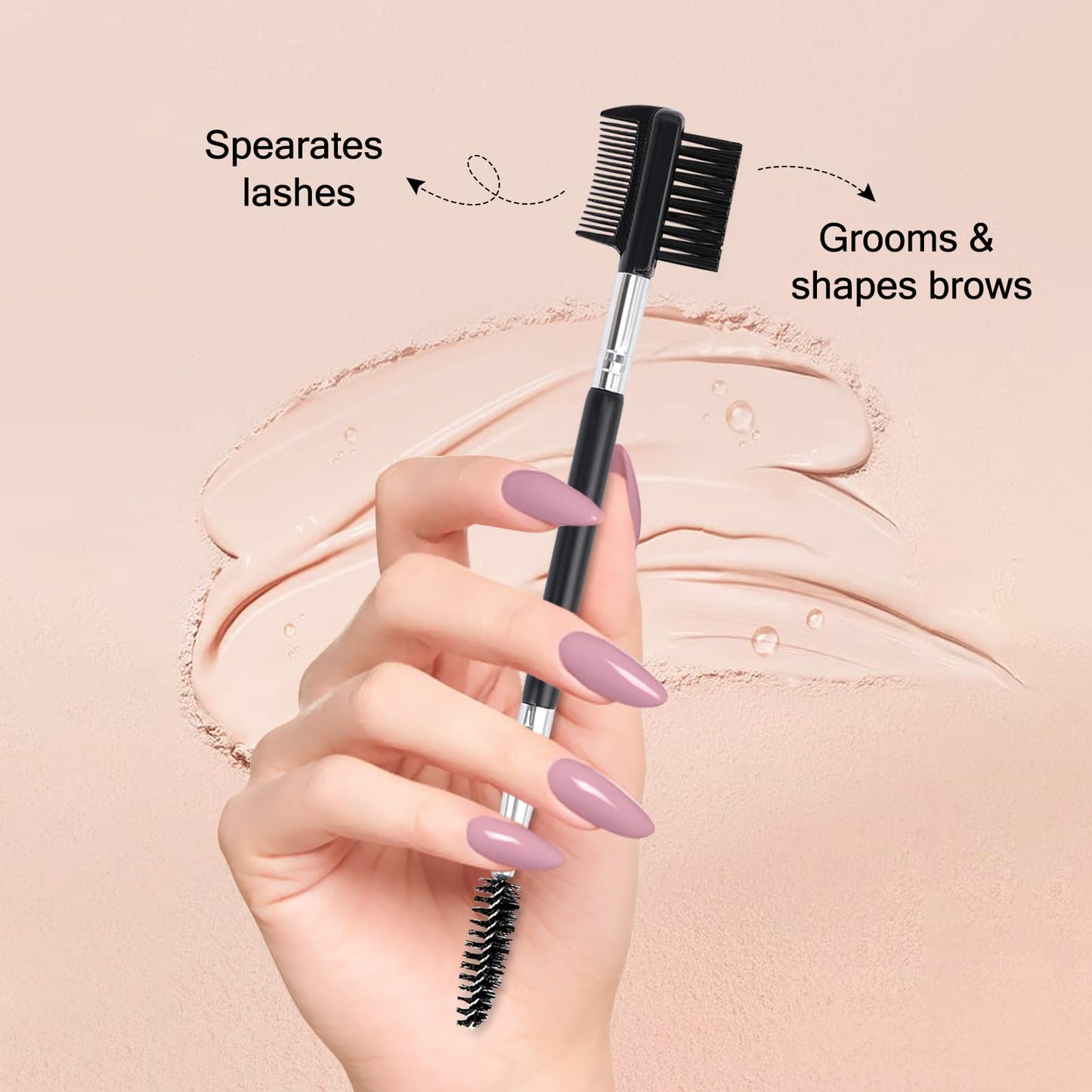 3 Head Eyebrow Eyelash Shaper Eyelash Comb Double Head Brush Makeup Grooming Tool cosmetic with 3 Different Spoolie Brushes for Separating Lashes