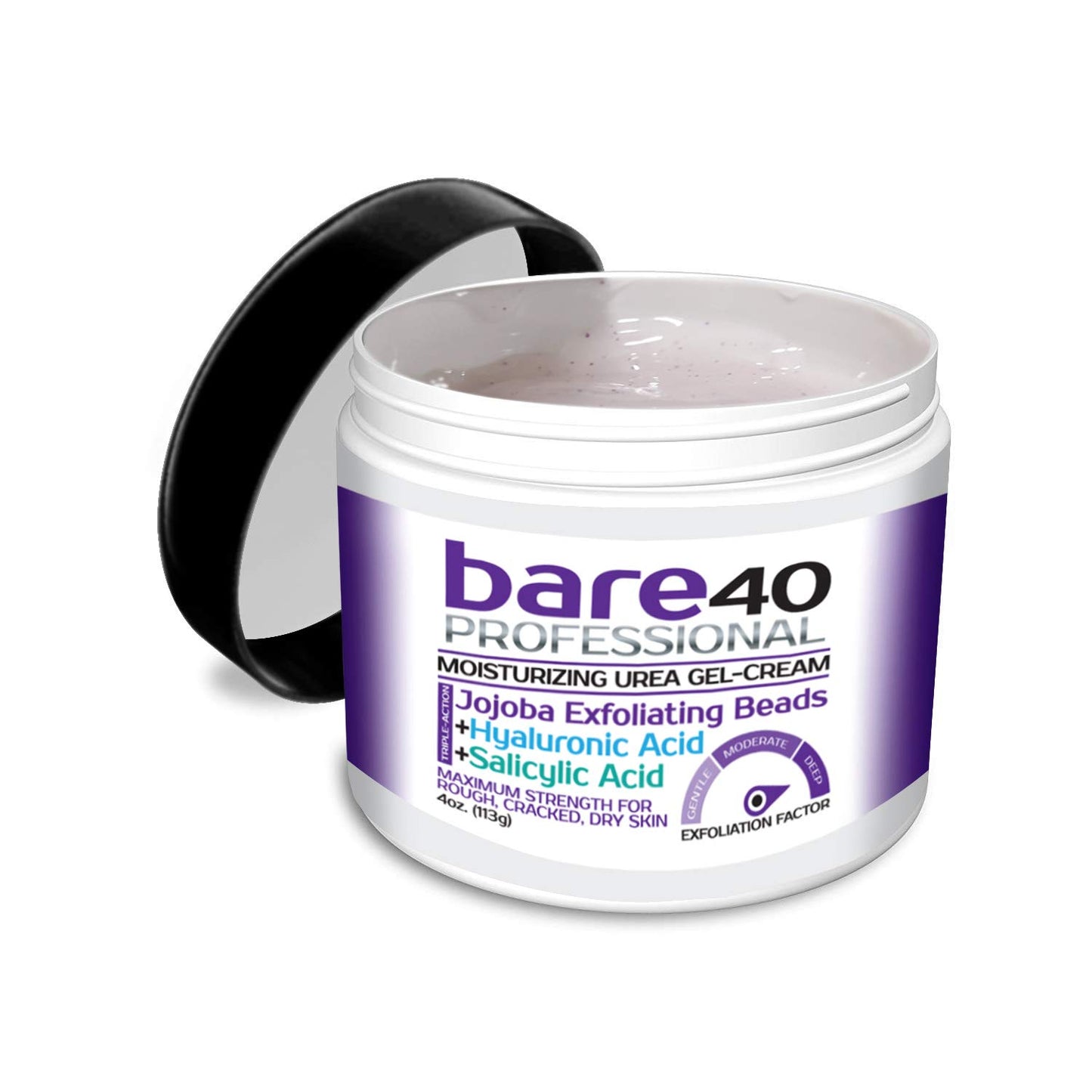 BARE 40 PRO 40% Urea Gel with 2% Salicylic Acid, Hyaluronic Acid, Tea Tree Oil & Aloe Vera - Exfoliating & Hydrating Foot and Body Gel for Dry, Rough