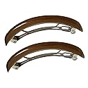 2 Pack Vivid Color Curved French Acetate Barrettes Hair Clips Metal Spring Clips Ponytail Barrette Hairstyle Hair Grip No Slip Grip Workouts Hairpins