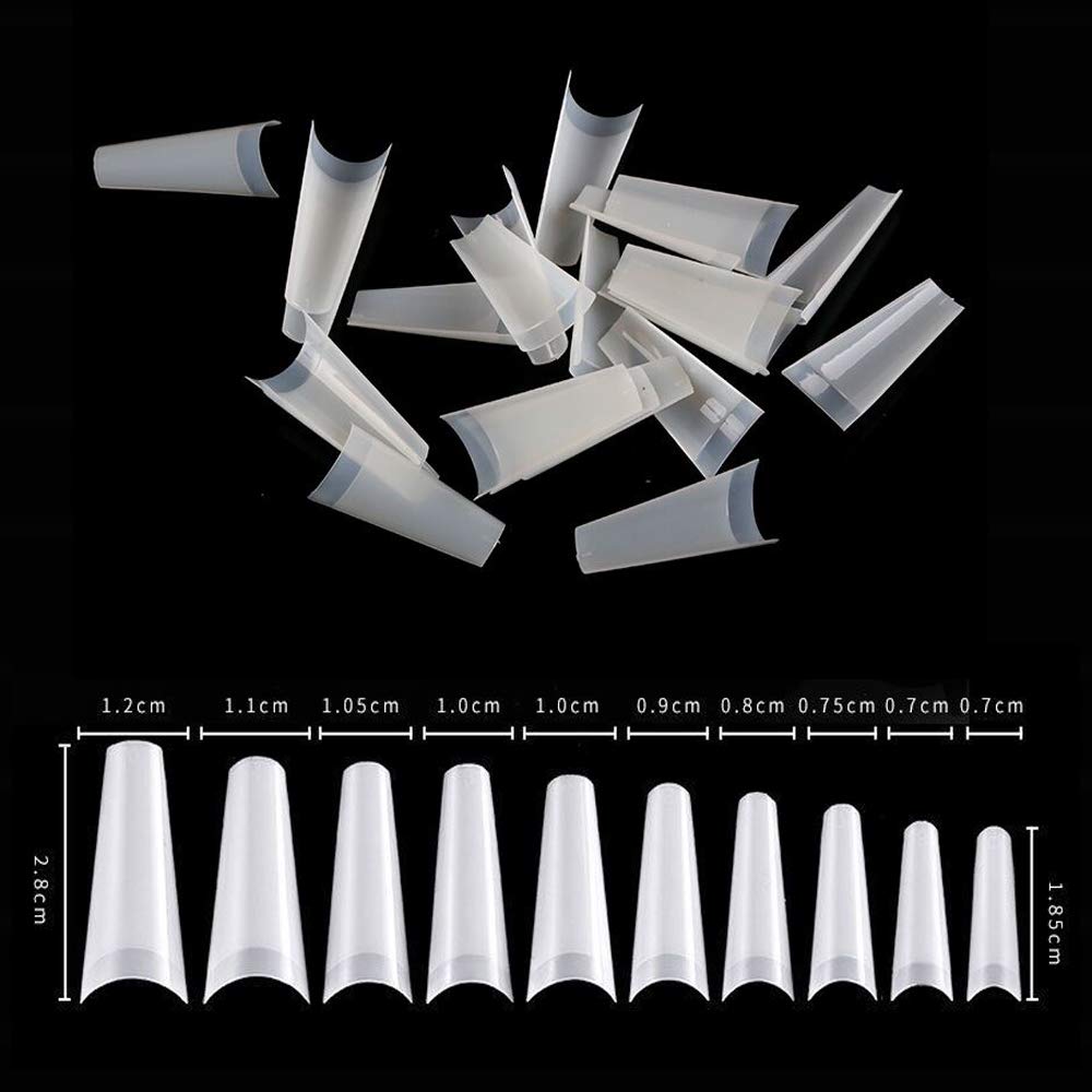 Natural Coffin Acrylic Nails-500pcs Half Cover Nails Coffin Shaped Ballerina Nails Tips Long Acrylic False Fake Nail Artificial, 10 Size with Box