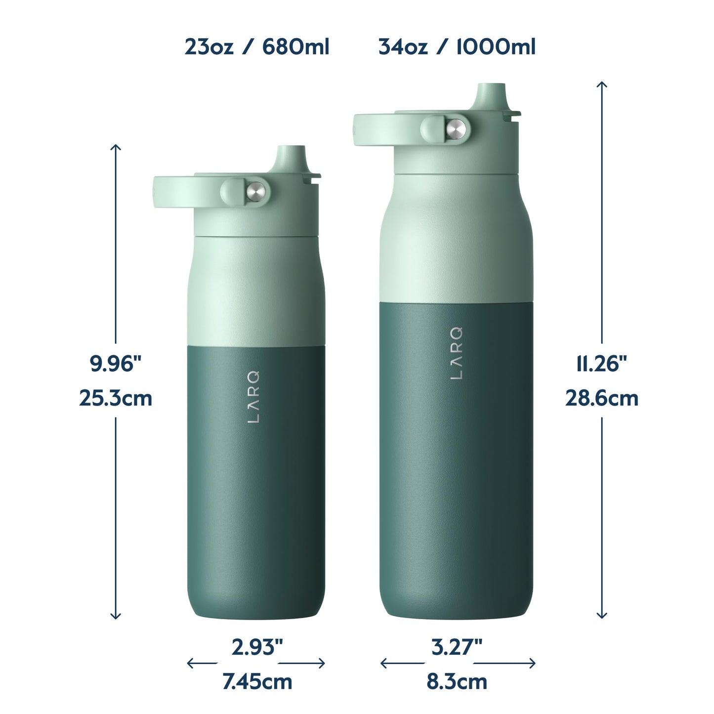 LARQ Bottle Swig Top 23oz - Insulated Stainless Steel Water Bottle With Built-In Silicone Handle | BPA Free | Reusable Water Bottle for Sports, Gym