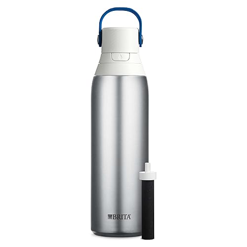 Brita Stainless Steel Premium Filtering Water Bottle, BPA-Free, Replaces 300 Plastic Water Bottles, Filter Lasts 2 Months or 40 Gallons, Includes 1