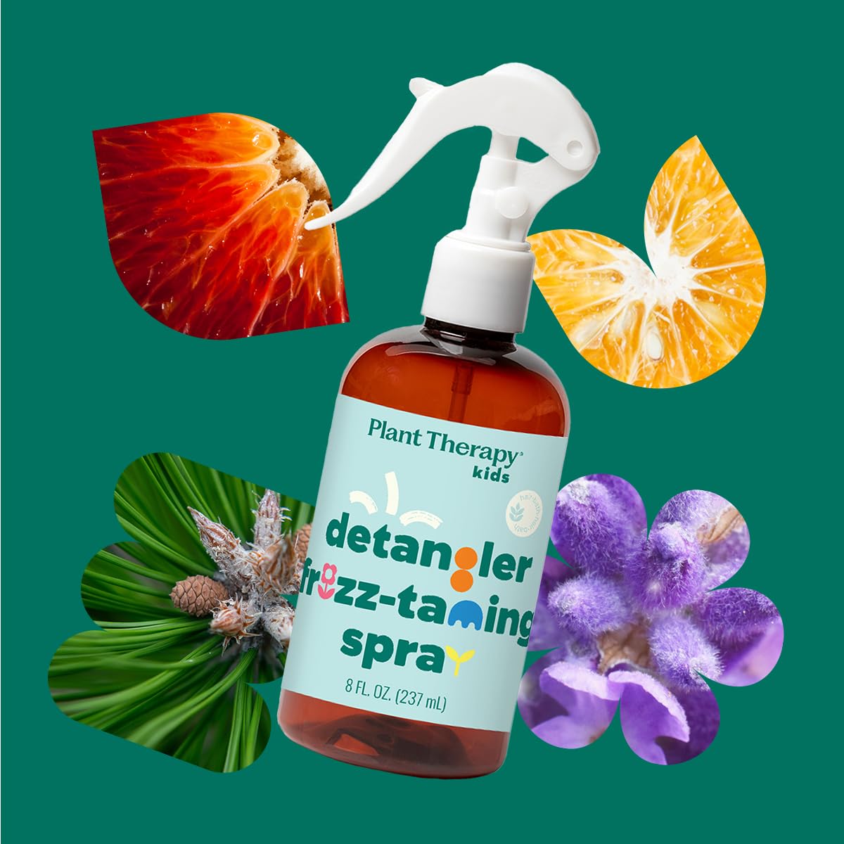 Plant Therapy Hair Therapy KidSafe Detangler Frizz-Taming Spray 8 oz Smooth, Soften & Detangle, Paraben & Synthetic Fragrance Free, Vegan, Argan