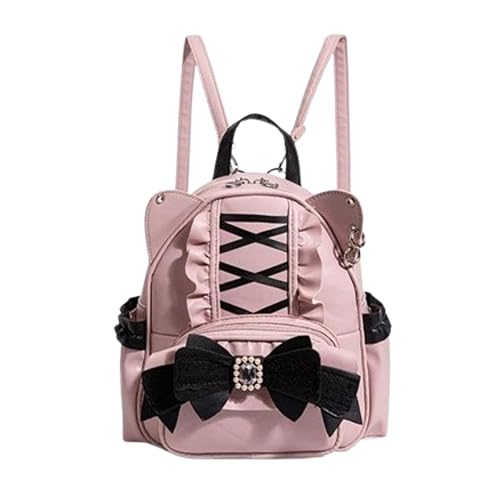 Pokn Jirai Kei Kawaii Bag Gothic Cute Bag Mini Leather Backpack Fashion Small Daypacks Purse for Women Cutecore (Pink)