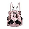 IDEWO Jirai Kei Kawaii Bag Gothic Cute Bag Mini Leather Backpack Fashion Small Daypacks Purse for Women Cutecore (Pink)
