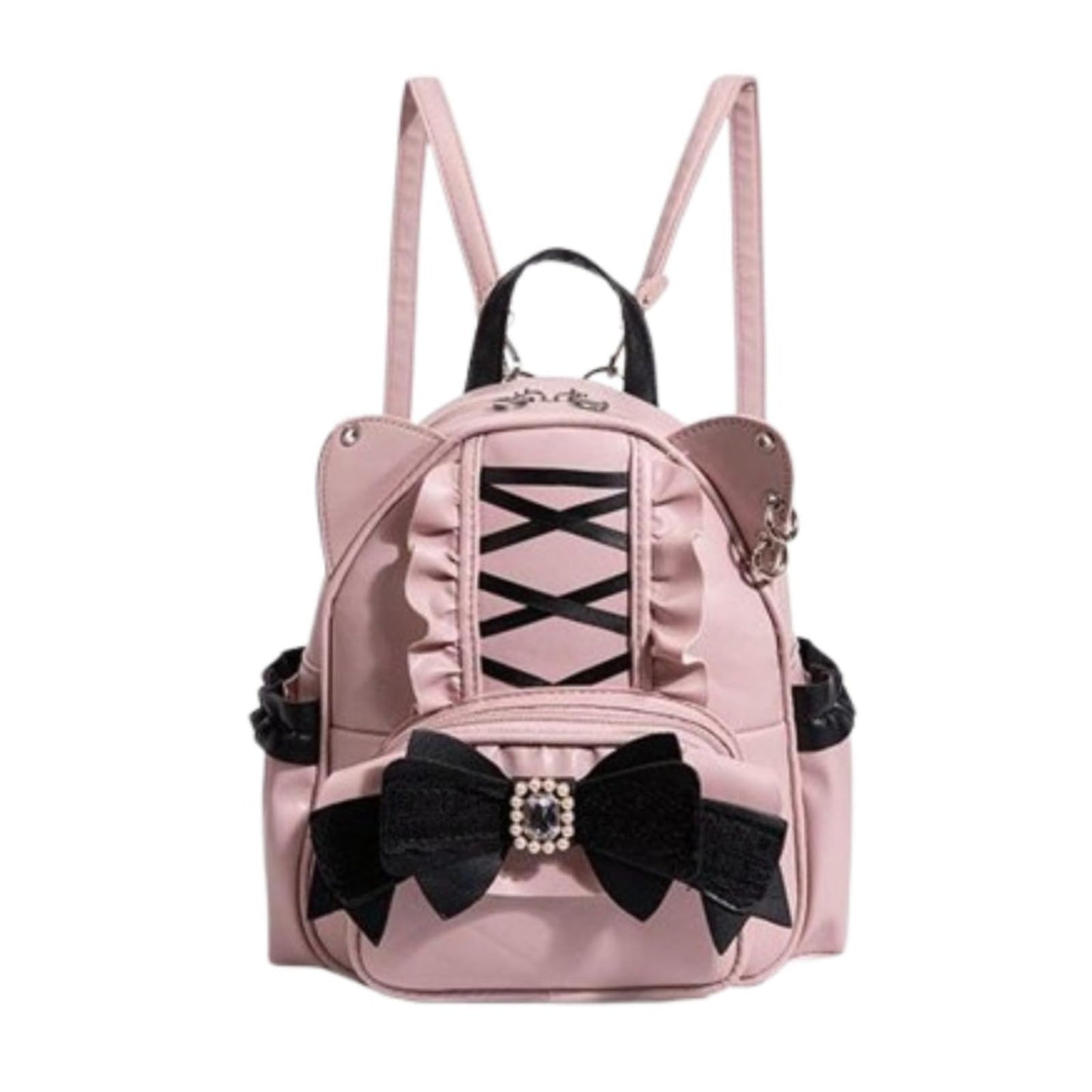 Pokn Jirai Kei Kawaii Bag Gothic Cute Bag Mini Leather Backpack Fashion Small Daypacks Purse for Women Cutecore (Pink)