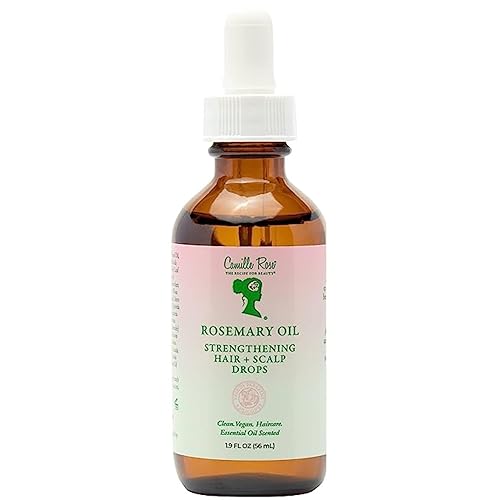 Camille Rose Rosemary Oil Strengthening Hair + Scalp Drops - Castor, Peppermint & Tea Tree Oil Blend for Strength & Resilience, Dry Scalp Treatment