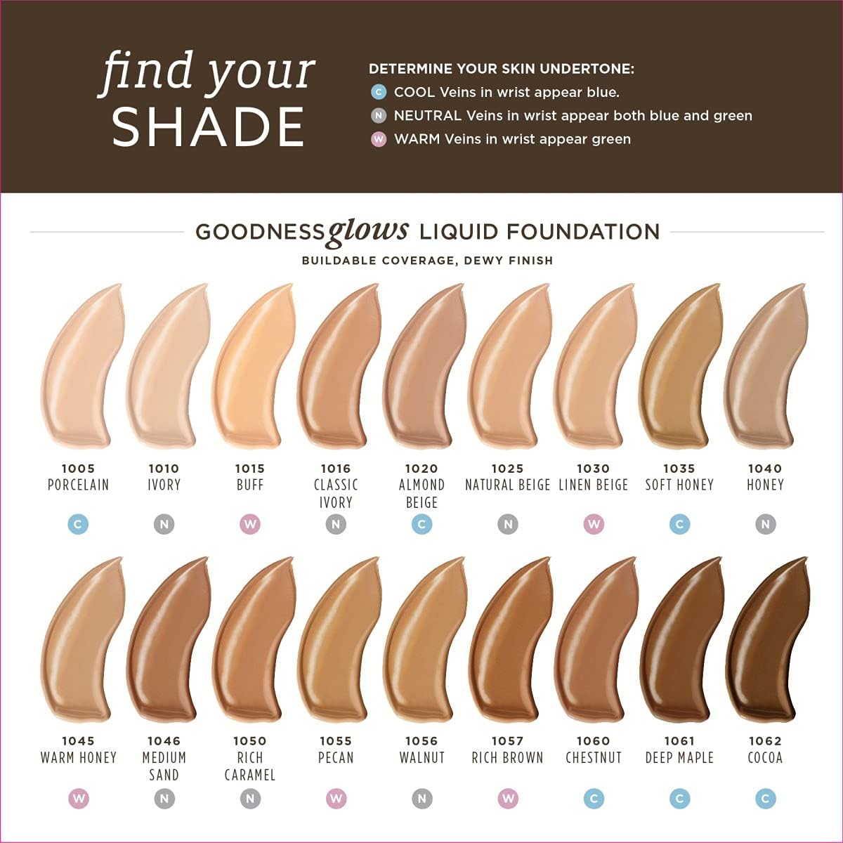 5 Pack Burt's Bees Liquid Foundation - 5 Shades Picked at Random - Walnut, Deep Maple, Rich Caramel, Chestnut, Pecan, Rich Brown