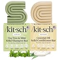 Kitsch Tea Tree Shampoo & Coconut Oil Conditioner Bar - Shampoo and Conditioner Set - Clarifying Bar Soap for Greasy Hair & Deep Moisturizing