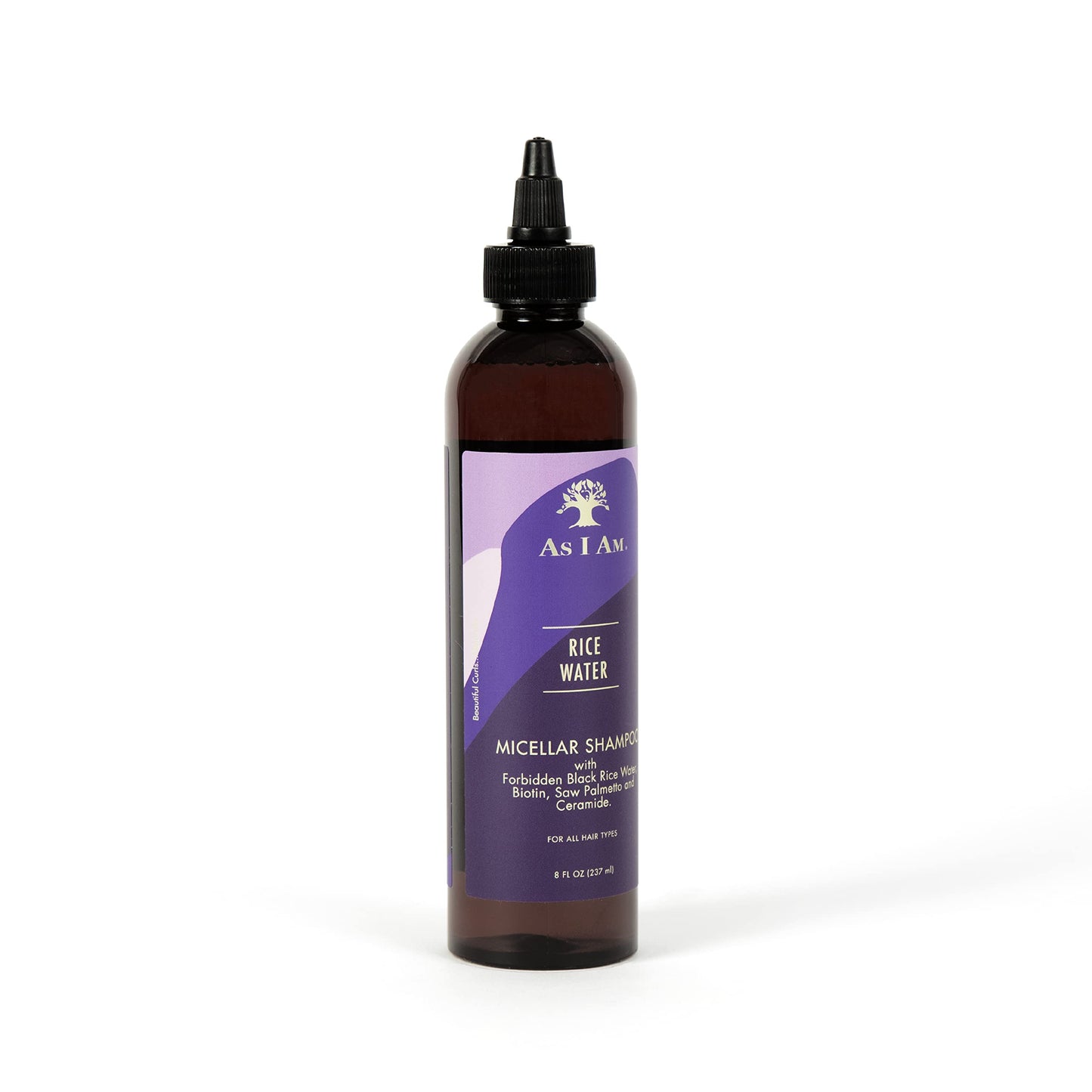 As I Am Rice Water Shampoo 8 oz - with Forbidden Black Rice, Saw Palmetto, Biotin - Gentle Cleanser - Moisturizing - Vegan & Cruelty Free - Sulfate