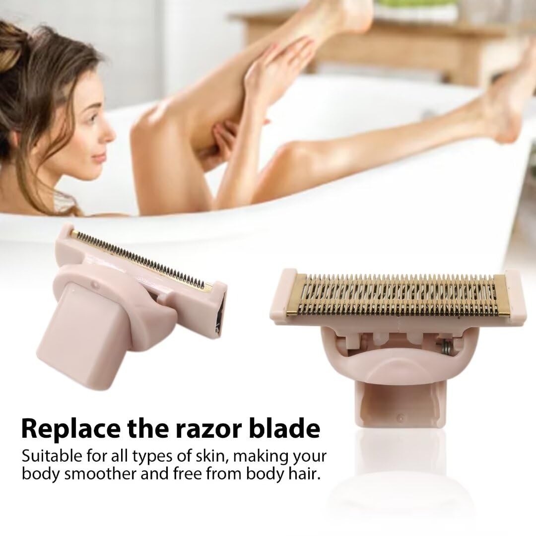 Latest Ver. 2Pcs Two-Way Dry Razor Replacement Head with Rose Gold Plated Body fit for Flawless Nu Razor, Hair Remover Tool with Covers Compatible Beauty and Personal Care BLUE ELF