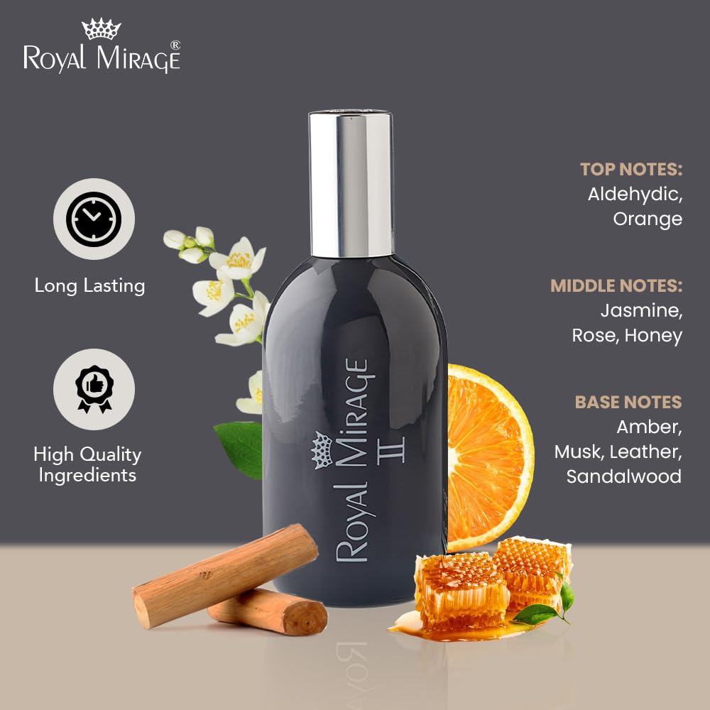 Royal Mirage II Eau de Toilette - Premium Citrus & Jasmine Fragrance Spray - 120ml (4 oz) Long-Lasting EDT - Authentic Heritage Scent