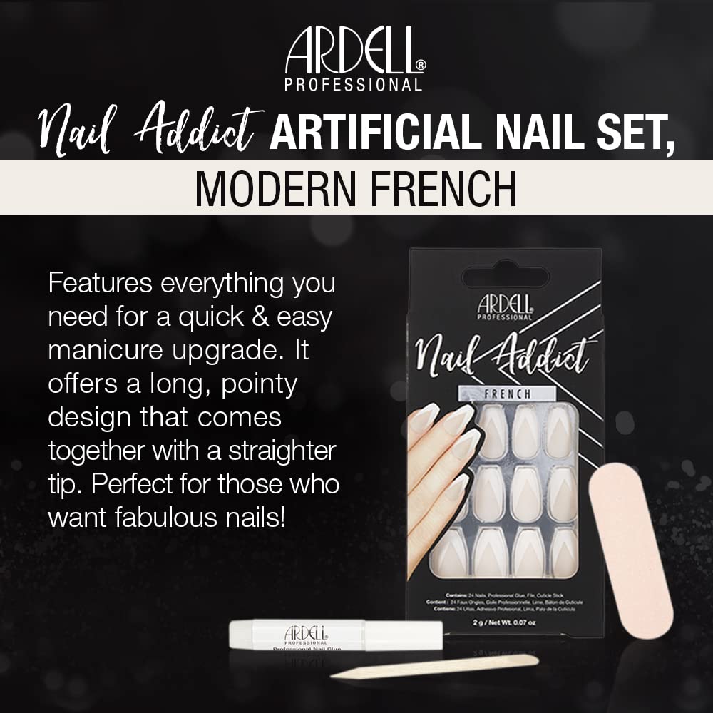 Ardell Press On Nails Medium - Modern French Tip Fake Nail, Glue on Nails, Nail Kit, 1 Pack Beauty & Personal Care Ardell