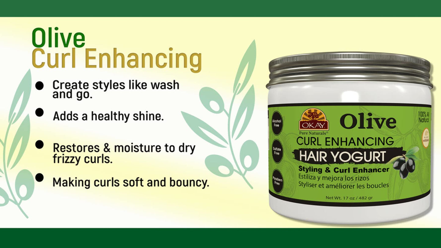 Olive Curl Enhancing Hair Yogurt For Styling&Curl Enhancing For Smooth,Glossy,Frizz Free,Strong&Well Defined Curls Alcohol,Sulfate,Paraben Free Made