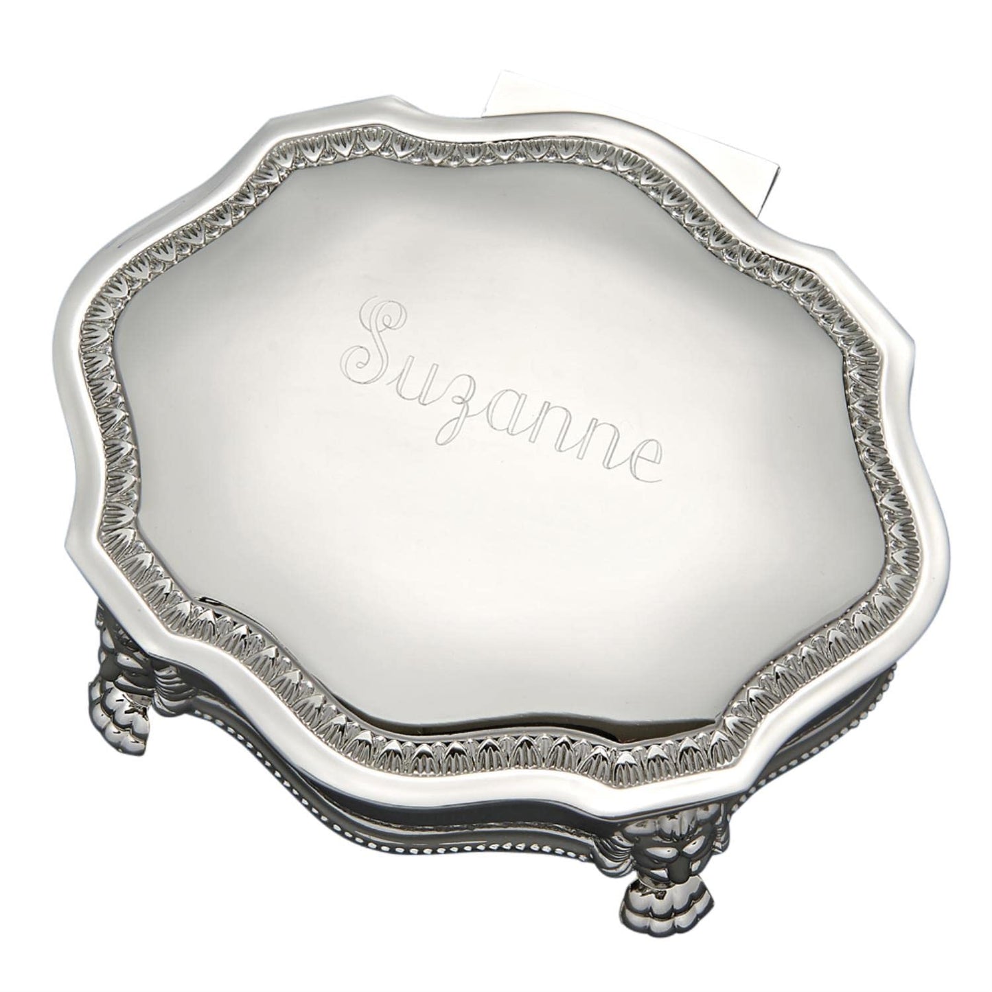 Victorian Style Scroll Non Tarnish Nickel Hinged Jewelry Box