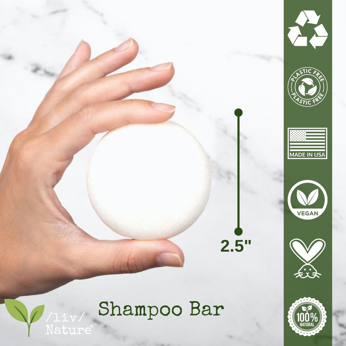 /liv/ Nature Shampoo Bar and Conditioner Set with Travel Case | Strengthen and Repair Dry Hair | Coconut, Castor Oil, Shea Butter | Made in USA | 2-pk