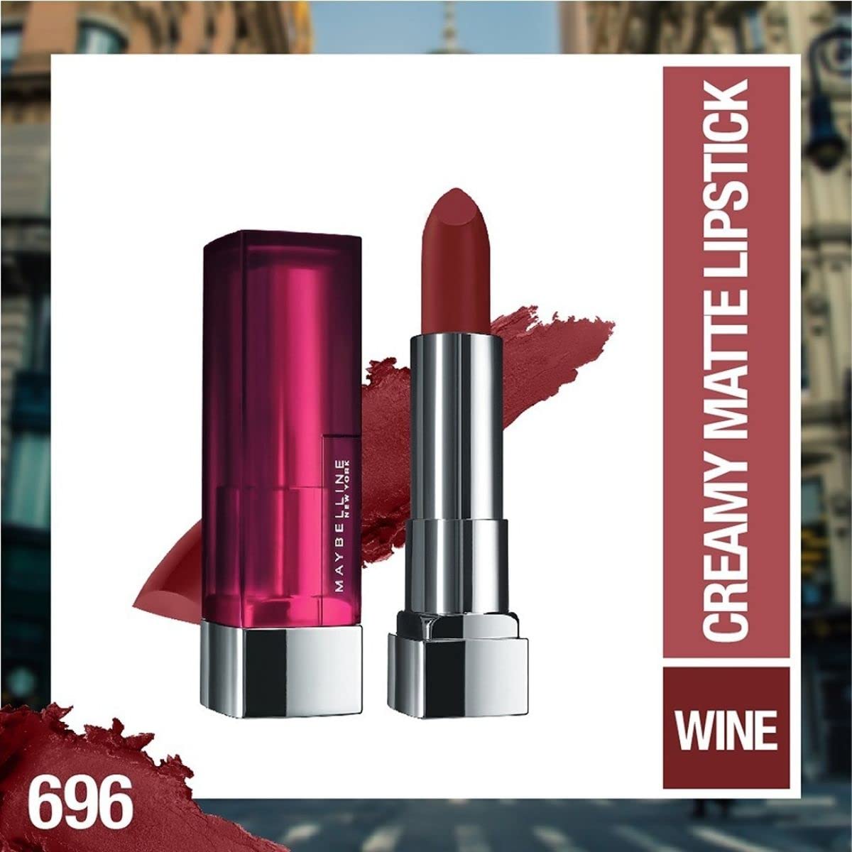 Maybelline Color Sensational Lipstick, Lip Makeup, Matte Finish, Hydrating Lipstick, Nude, Pink, Red, Plum Lip Color, Burgundy Blush, 1 Count
