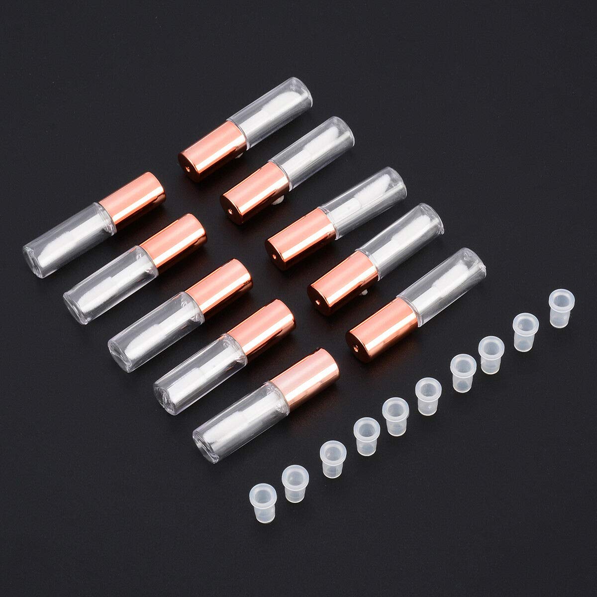 LTKJ 25 Pack 1.2 mL Pretty Empty Lip Gloss Tubes Containers, Clear Mini Refillable Lip Balm Bottles with Rubber Inserts and 3pcs Transfer Pipettes