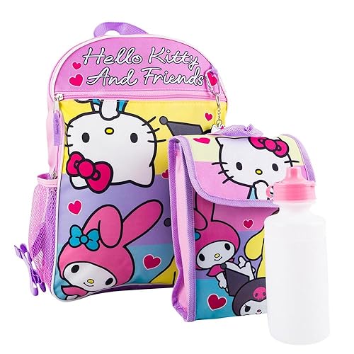 Hello Kitty Backpack and Lunch Bag Set Officially Licensed 5 Piece School Accessories for Girls