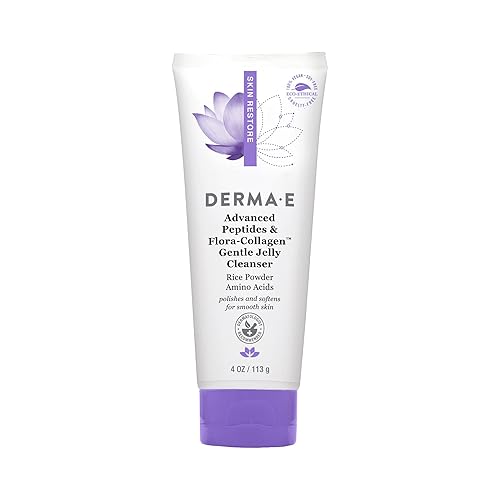 Derma E Advanced Peptides and Vegan Flora-Collagen Gentle Jelly Cleanser - Cleansing Face Wash Brightens, Hydrates and Reduces Appearance of Facial