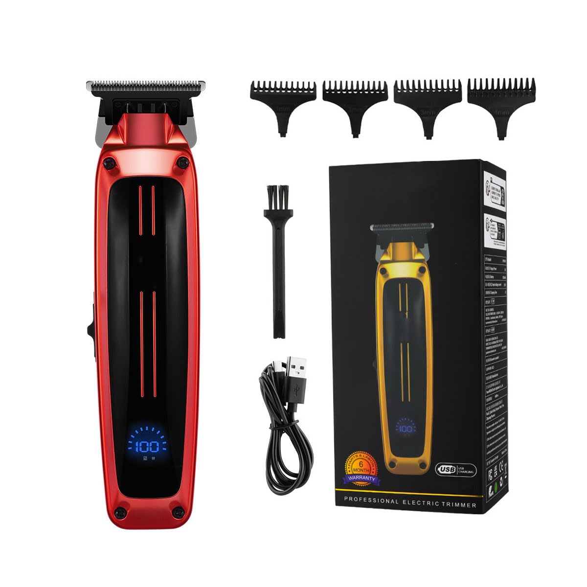 Professional Hair Clippers for Men, Cordless Trimmers Kit with LED Display,4 Limit Combs, Electric Beard Trimmer Haircut Grooming Gift for Women Beauty and Personal Care QDKVTNDJZ