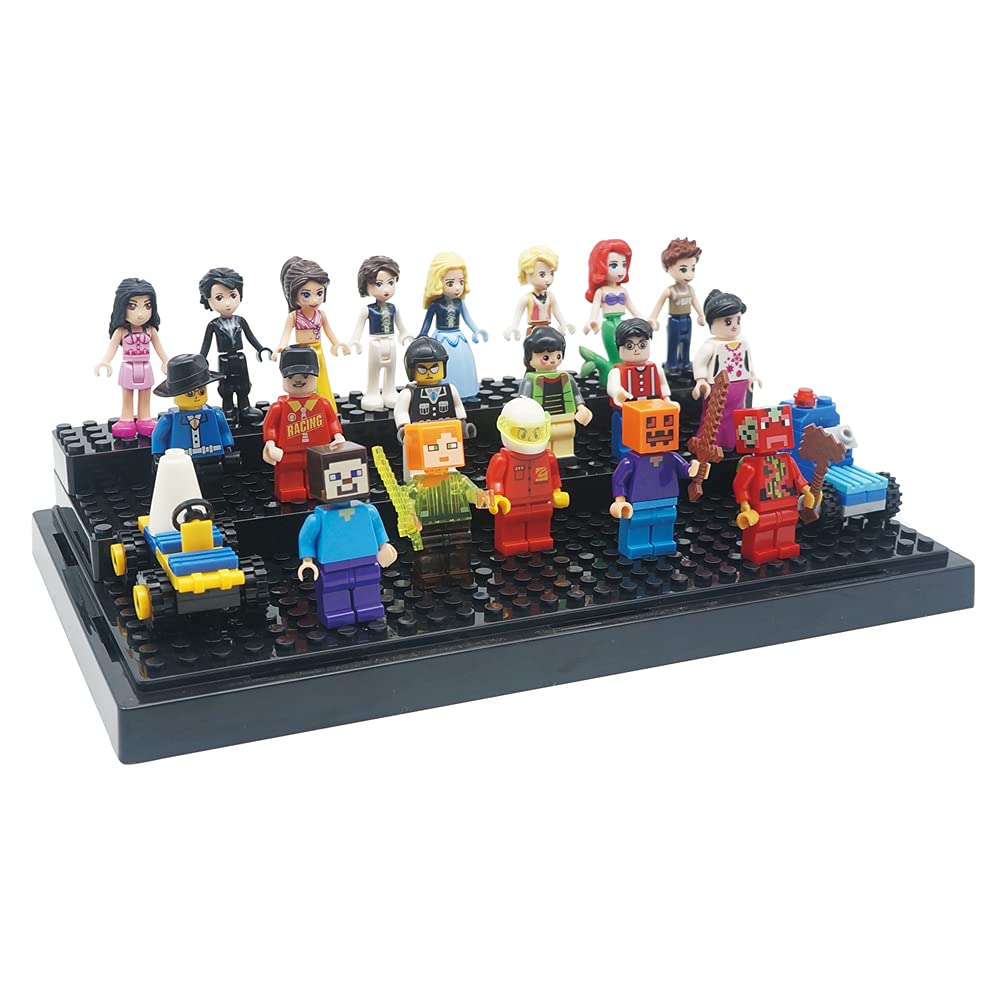 Display Case for Minifigure Action Figures Blocks, Display Box Storage for Lego Minifigures, Fit for Lego Lovers,Black