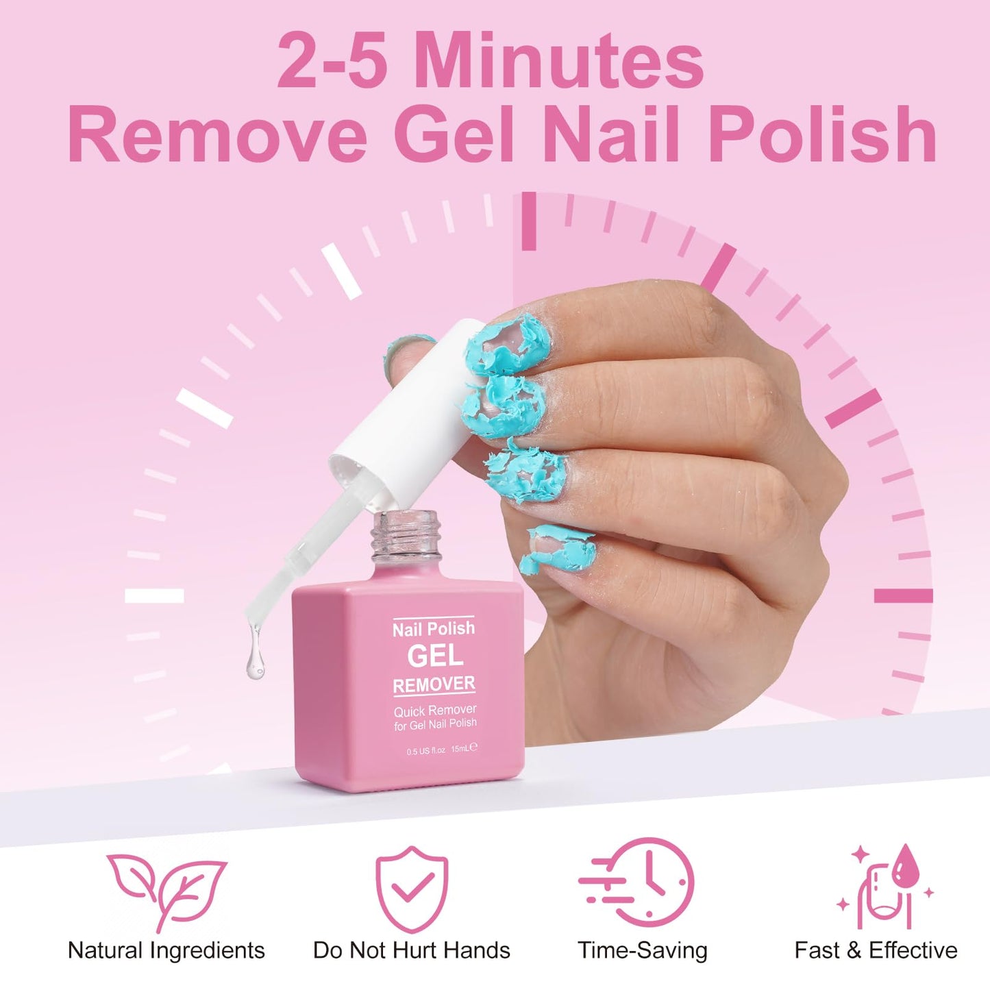 Gel Nail Polish Remover, (2PCS) Professional Gel Polish Remover for Nails, No Need for Foil, Quick & Easy Polish Remover In 2-5 Minutes, 0.5 Fl Oz Beauty and Personal Care NIFEISHI