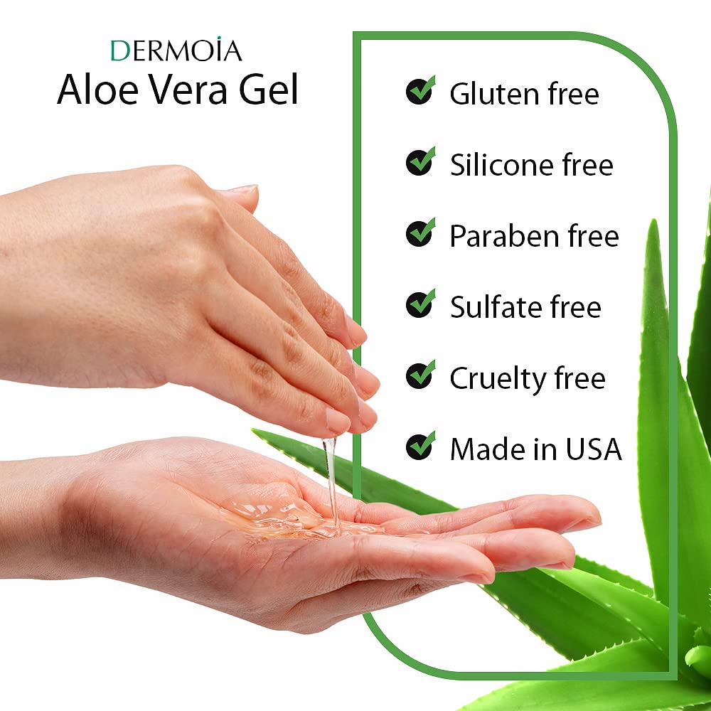 DERMOIA Aloe Vera Gel Body Moisturizer - Sunburn Relief Aloe Vera Gel for Skin with Apple Stem Cell, Cucumber & Violet Hydrosol - Hydrating Facial