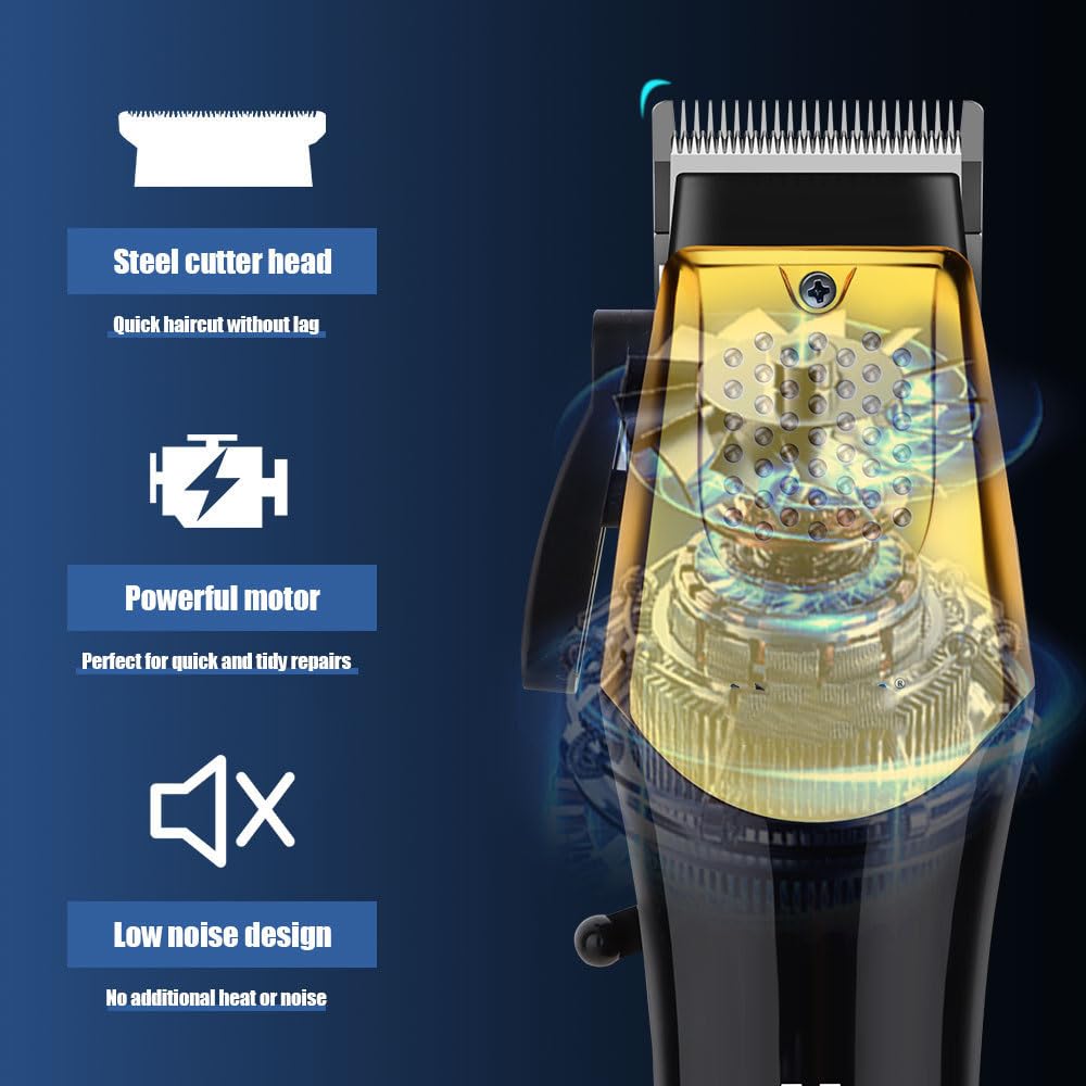 QDKVTNDJZ Professional Hair Clippers for Men - 9000RPM Brush Motor & Stainless Steel Blades, Barber-Grade Cordless Clippers & Trimmer Set for Fade Beauty and Personal Care QDKVTNDJZ
