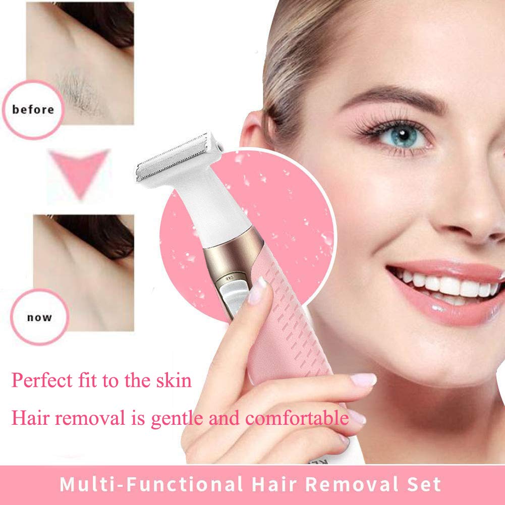 Electric Shaver Trimmer for Women Full Body,Painless Lady Wet & Dry Electric Bikini Line Trimmer Body Hair Remover for Leg Underarm Eyebrow Public,USB