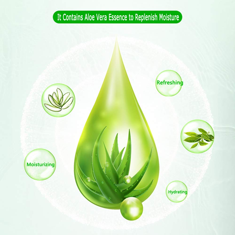 PalNour Aloe Facial Skincare Sheet Hydrating Moisturizing Revitalizing Facial Skincare Sheet for Dry, Oily, Sensitive and Tired Skin 25ml/0.8oz, Pack