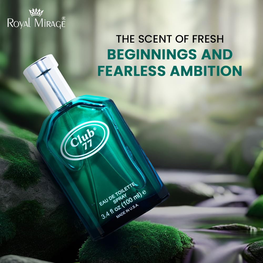 Royal Mirage Club 77 Eau de Toilette Spray for Men - Premium Masculine Cologne 100ml - Long-Lasting Fragrance with Anise, Jasmine & Sandalwood