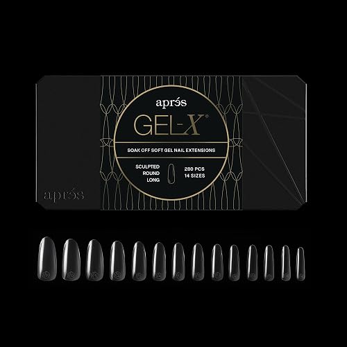 Apres Gel-X® Round Box of Nail Tips | 280 Gel-X Tips, Soft Tips, 14 Sizes 00-9 | Half-sizes Included (Sculpted Round Long, 280.00 Fl Oz (Pack of 1)) Beauty & Personal Care APRÉS