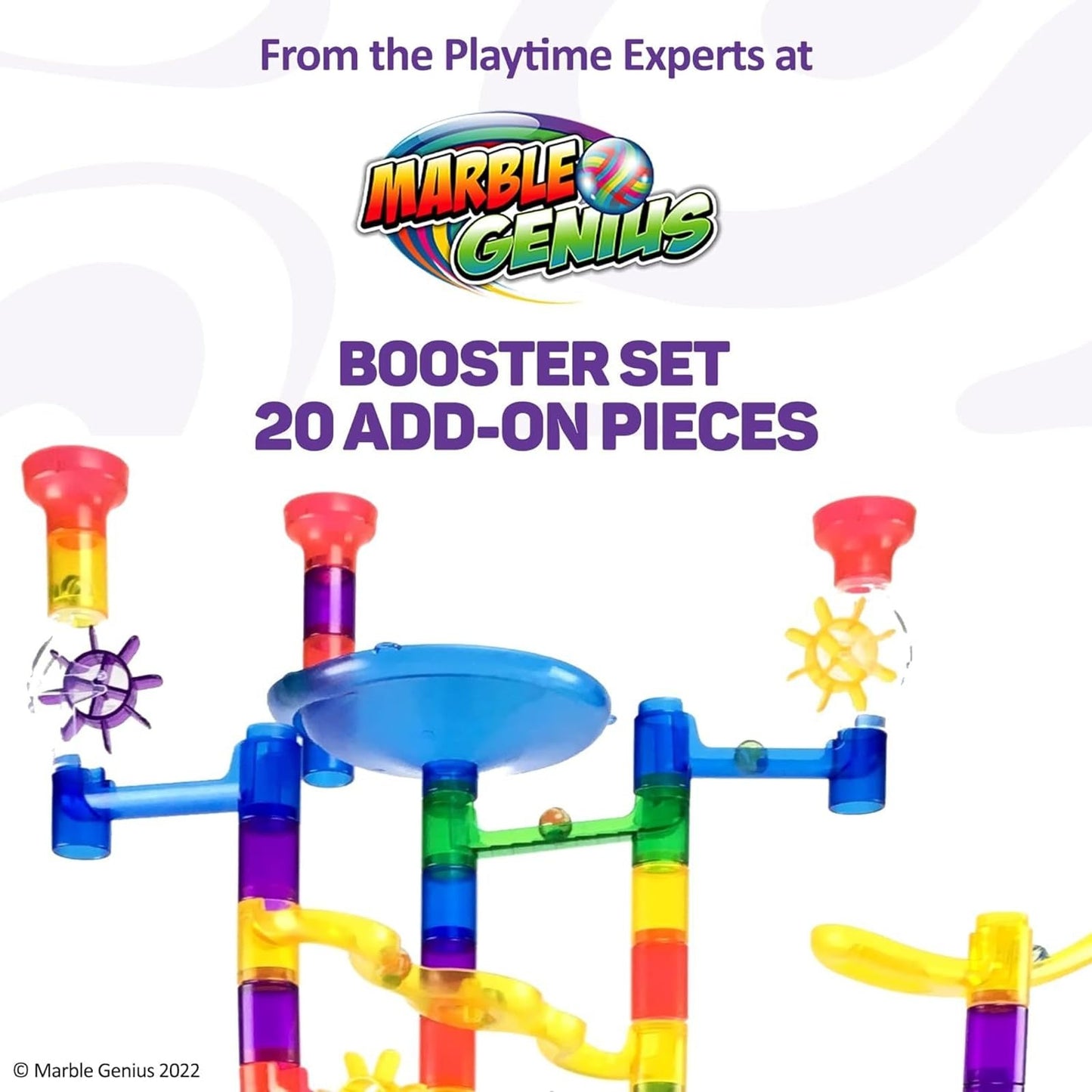 Marble Genius Marble Run Booster Set 20pcs – STEM Construction Building Blocks for Kids Ages 3+, Instruction App Access, Marbles Not Included