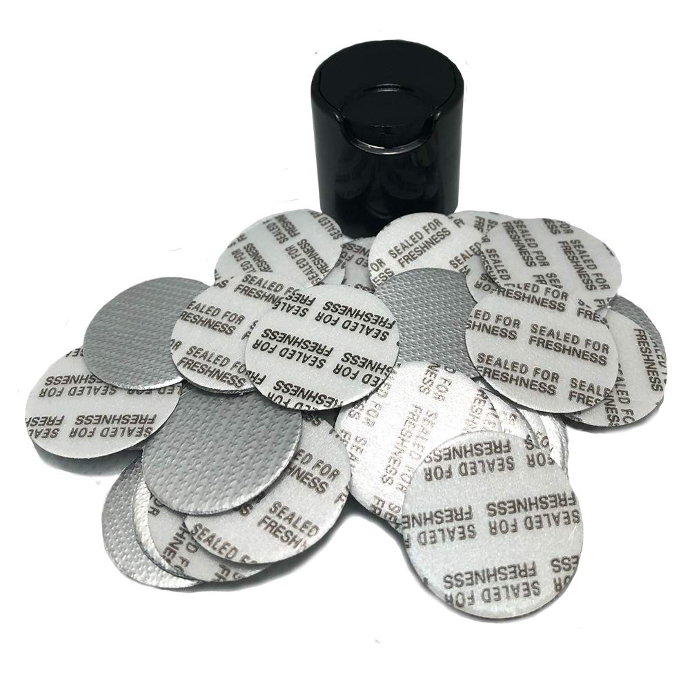 PKnGO Pressure Sensitive Foil Seal 24 mm (25 PCS) - PS Safety Seals for Freshness and Leak Prevention - Made in USA for Food Medicine and Cosmetic