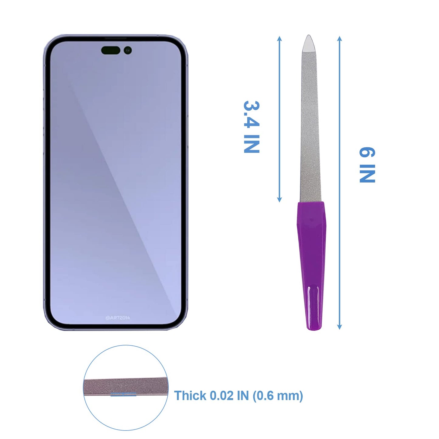 Metal Nail File (6 Pcs), Nail Files for Natural Nails Made of Stainless Steel, Sword Fingernail Files with Sharp Pointed Tip Non Slip Handle, Diamond Beauty and Personal Care GigaGround