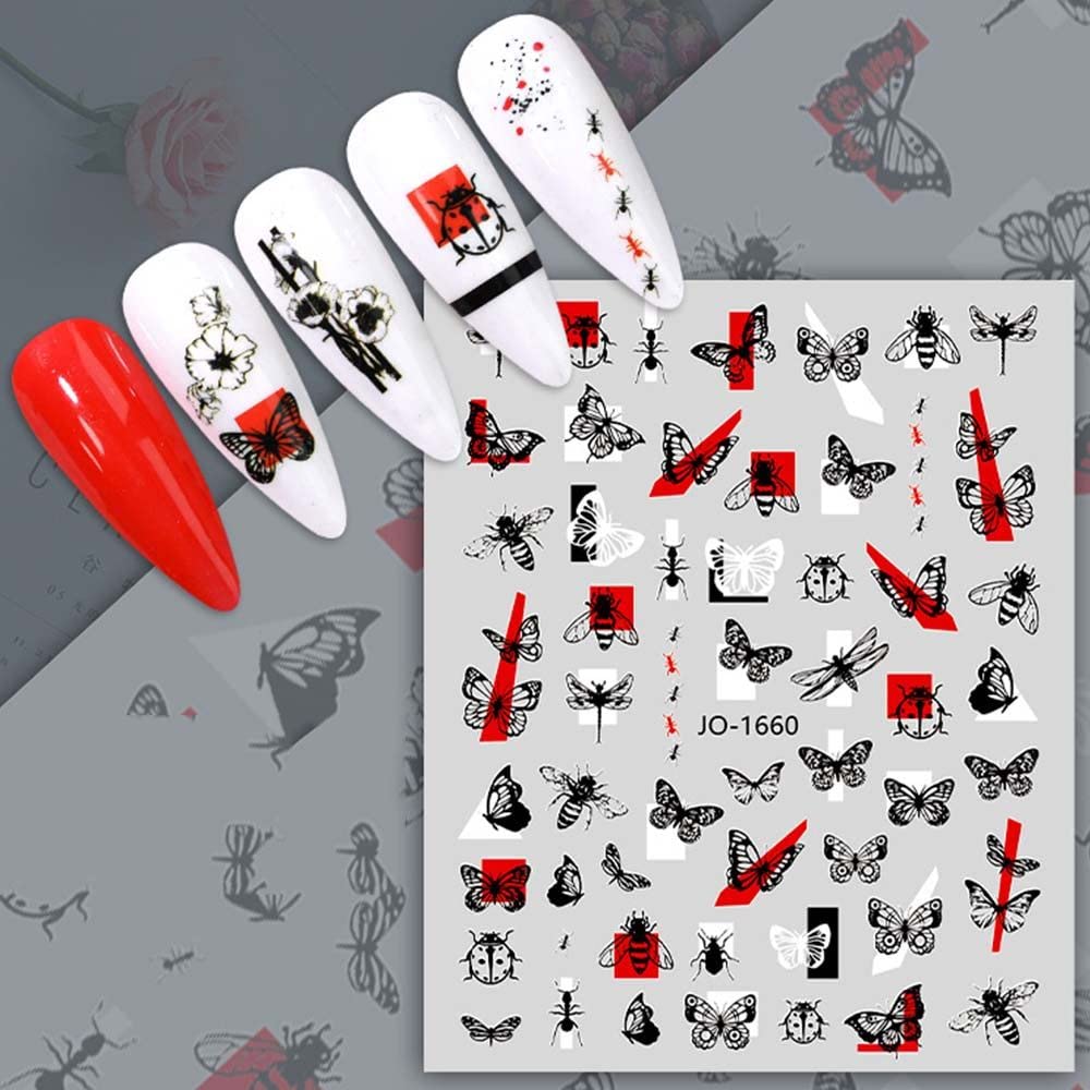 XIAOYAOJING 3D Nail Sticker Nails Decals Charm DIY Nail Art Decoration English Letters Wraps Slider Decals Manicure Flower Nail Sticker(JO 1654) Beauty & Personal Care XIAOYAOJING