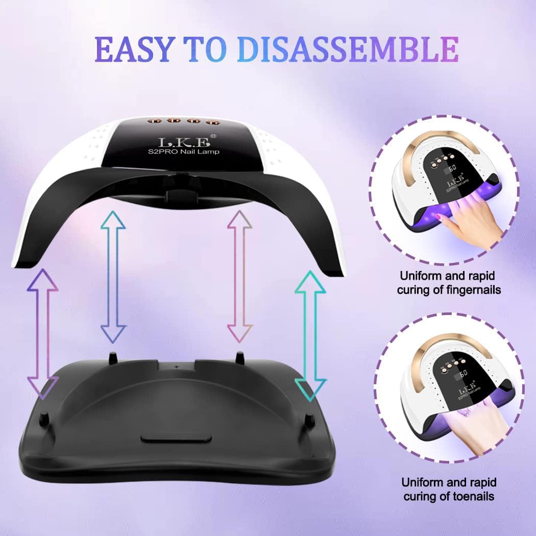 268W UV LED Nail Lamp, LKE Nail Dryer for Gel Polish, 4 Timers UV Nail Lamp Professional Nail Light, 57Pcs Lamp Beads and Automatic Sensor(White) Beauty and Personal Care LKE