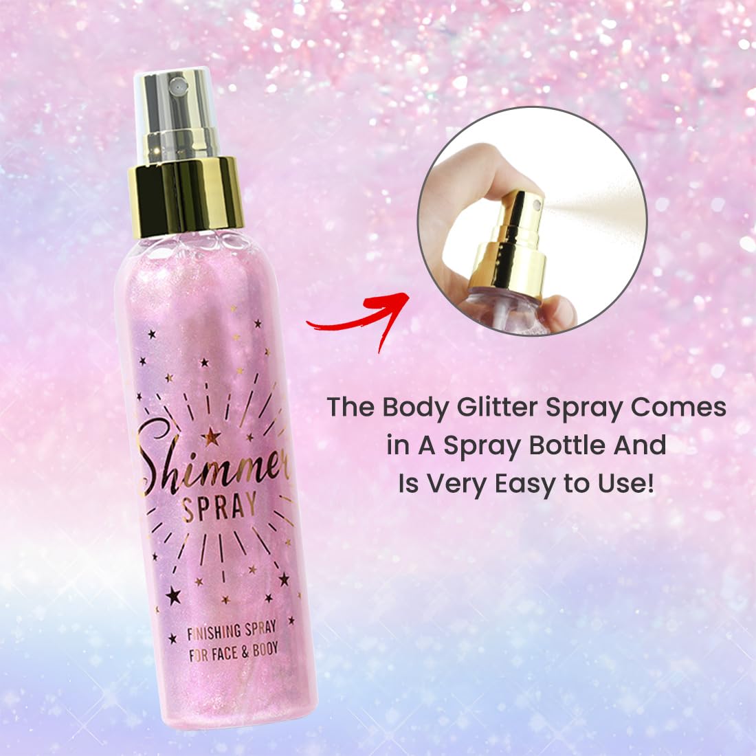 Glitter Spray for Hair and Body, Glitter Body Spray, Glitter Spray for Clothes, Quick-Drying Waterproofing Body Shimmer Suitable for Festival Rave