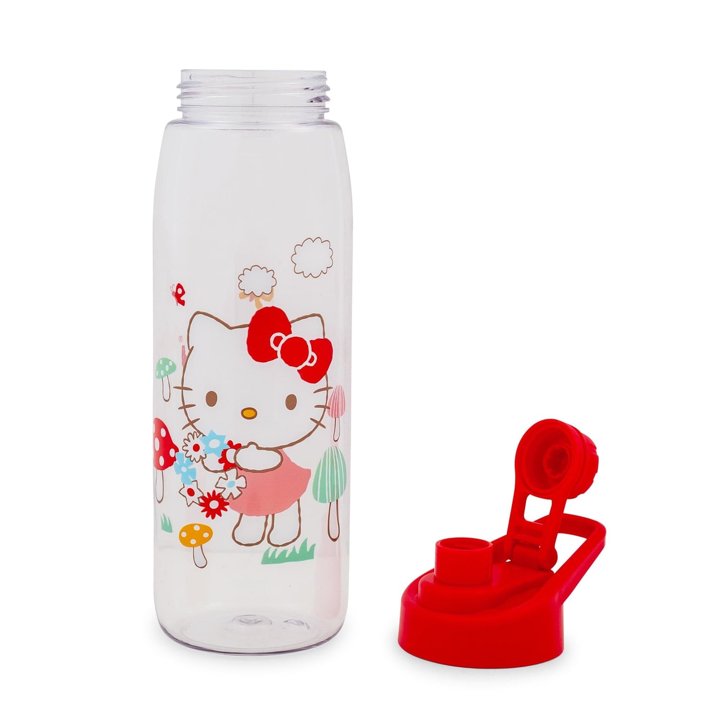 Silver Buffalo Sanrio Hello Kitty Mushrooms Water Bottle With Screw-Top Handle Lid | Large Plastic Sports Jug | Holds 28 Ounces