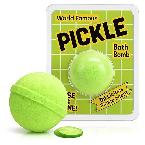 Giant Dill Pickle Bath Bomb - Funny Gag Gift for Pickle Lovers, Kids & Adults - Unique Spa Gift Basket Idea, Secret Santa & White Elephant Stocking…