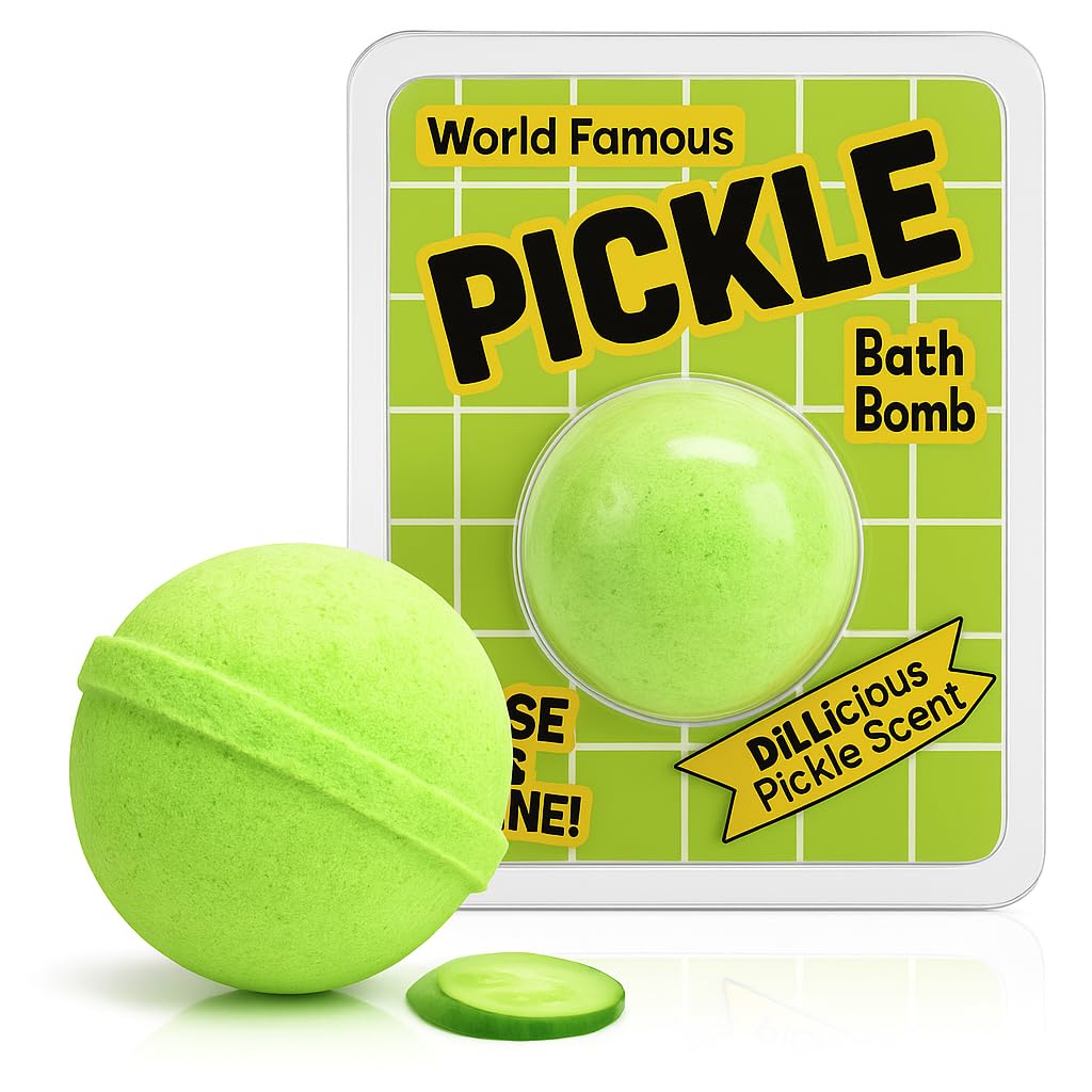 Giant Dill Pickle Bath Bomb - Funny Gag Gift for Pickle Lovers, Kids & Adults - Unique Spa Gift Basket Idea, Secret Santa & White Elephant Stocking…