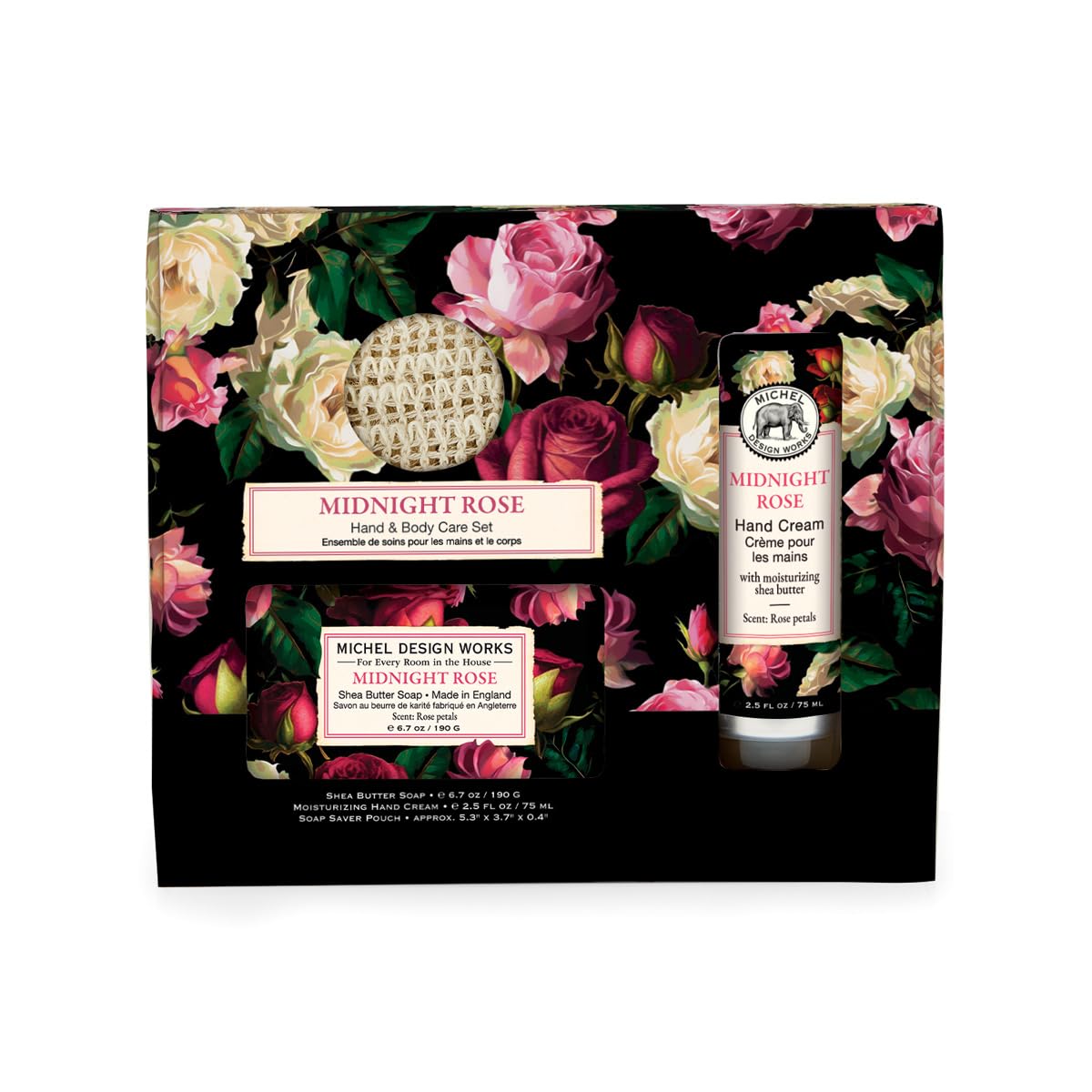 Michel Design Works Body Care Set, Midnight Rose Hand Cream with Medium Bar Soap & Soap Saver, Beautiful Boxed Gift Set Beauty & Personal Care Michel Design Works