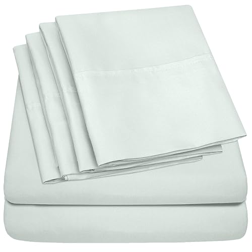 Queen Sheets Mint - 6 Piece 1500 Supreme Collection Fine Brushed Microfiber Deep Pocket Queen Sheet Set Bedding - 2 Extra Pillow Cases, Great Value,