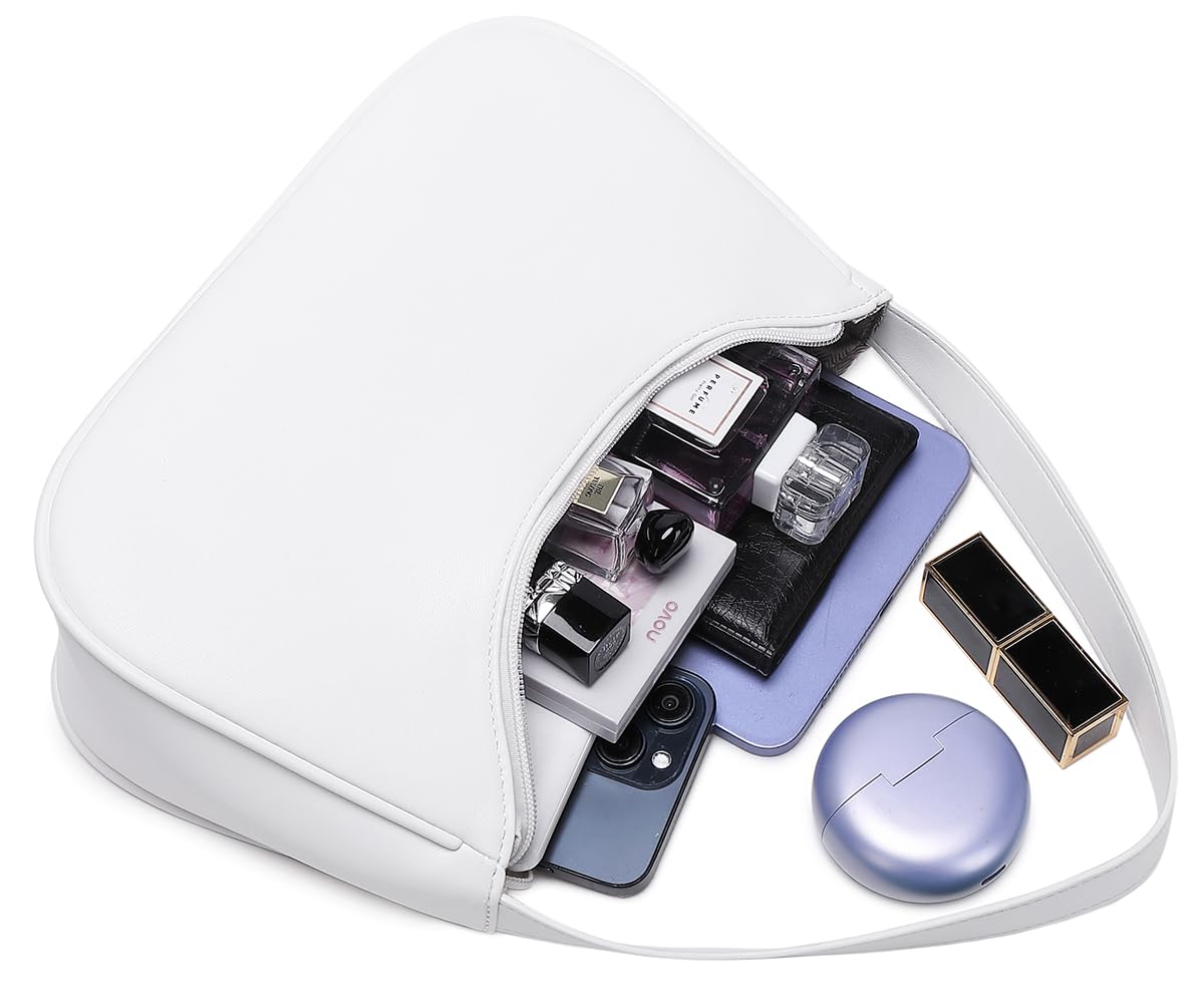 Fashion shoulder Bag for Women's Cute Hobo Tote Handbag Mini Clutch Underarm Purse for Daily Use/Work/Travel/Casual Outings (White GP)