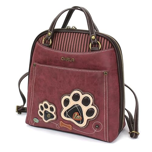 Chala Group Chala Handbags Paw Print Convertible Backpack Purse Dog Lover, 10.5'' x 10.5'' x 4''
