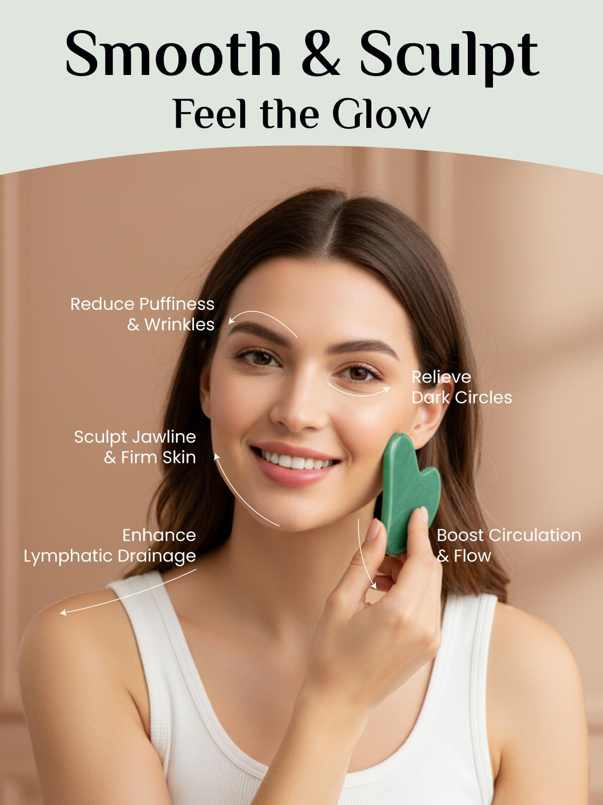 Rena Chris Gua Sha Facial Tools: Jade Stone Guasha Tool for Face Acupuncture Therapy, Facial Massager for Jawline Sculpting and Puffiness Reducing Beauty and Personal Care Rena Chris