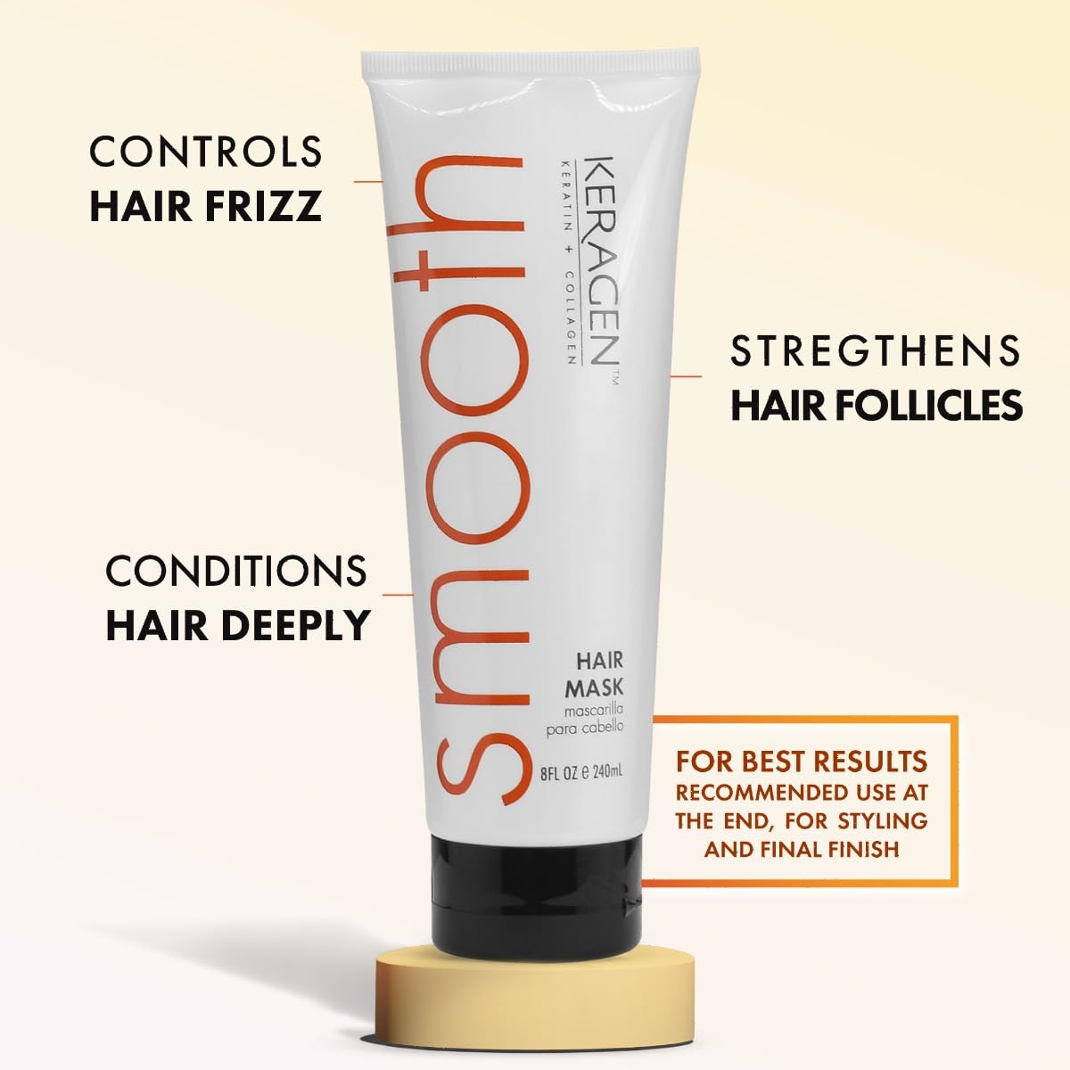 Keragen - Mask for Dry Damaged Hair, 8 Oz - Deep Moisturizing Conditioning Treatment, Repairs and Restore, Frizz-Free Infused with Keratin, Panthenol