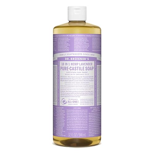 Dr. Bronner's - Pure-Castile Liquid Soap (Lavender, 32 Fl Oz) - Made with Organic Oils, 18-in-1 Uses: Face, Body, Hair, Laundry, Pets and Dishes